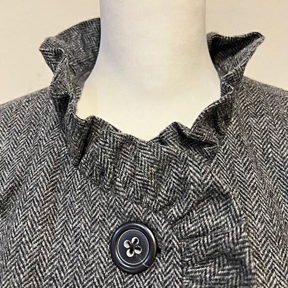 J.Crew Vintage Tweed Ruffle Wool Blazer Button Up Jacket Herringbone Lined 8 - Picture 10 of 12